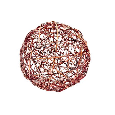 Bola de Natal Aramada - Rosa Gold - 19cm - 1 unidade - Cromus - Rizzo