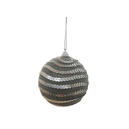 Bola de Natal Paetê - Cinza - 8cm - 3 unidades - Rizzo