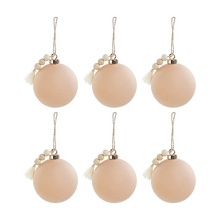 Bola de Natal Lisa - Marrom Claro - 8cm  - 6 unidades - Cromus - Rizzo