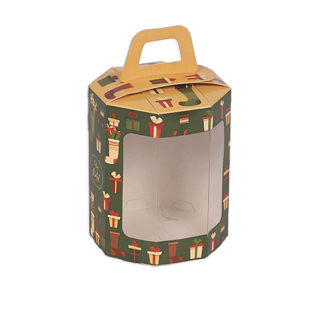 Caixa Panetone Octogonal Meias e Presentes 05 Unidades Decora Doces Rizzo