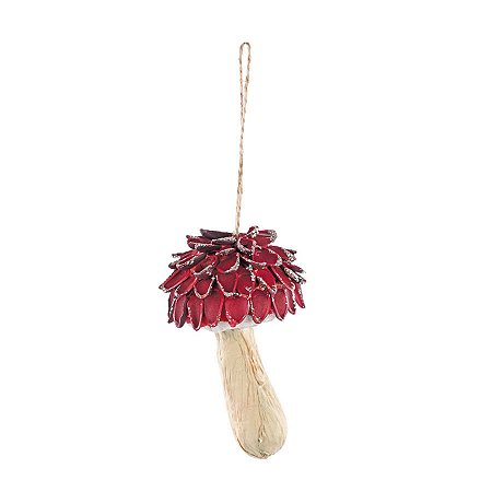 Enfeite de Pendurar - Cogumelo de Pinha Vinho Glitter - 10x6cm - 1 unidade - Cromus - Rizzo