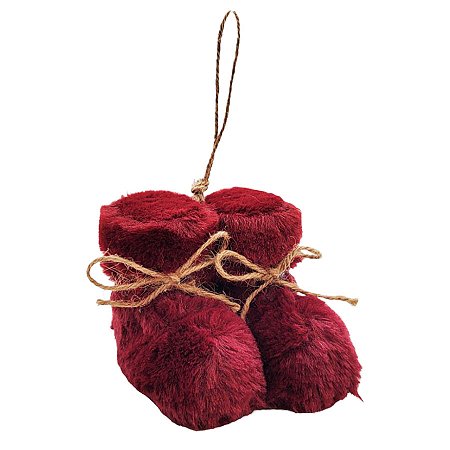 Enfeite de Pendurar de Natal - Botinha de Inverno Vinho - 7,5x8cm - 1 unidade - Rizzo