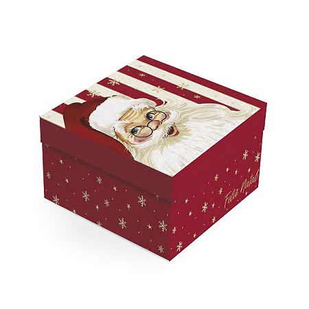 Caixa para Presente Quadrada - Natalino - 01 unidade - Cromus Natal - Rizzo