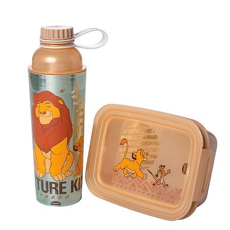 Kit Garrafa 660ml e Marmita 850ml - Rei Leão - 1 unidade - Plasútil - Rizzo