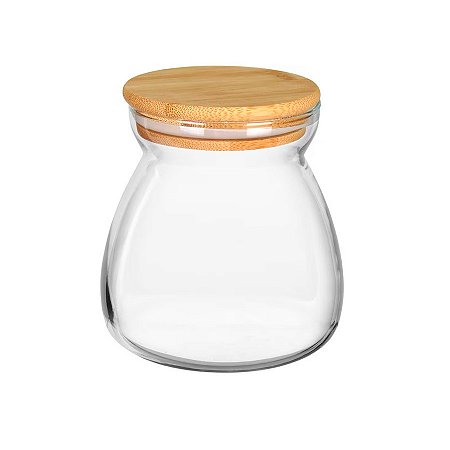 Pote de Vidro Hermético com Tampa de Bambu - 11cm - 500ml - 1 unidade - Rizzo