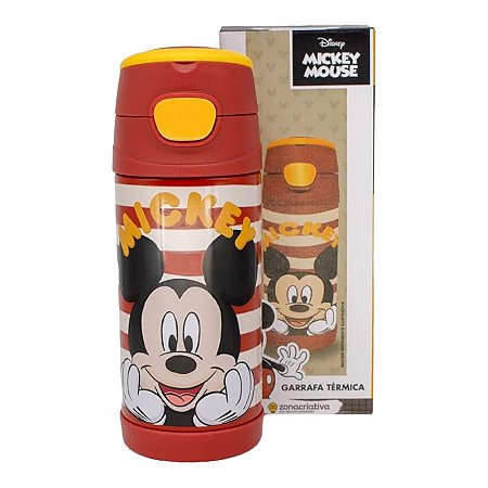 Garrafa Térmica com Canudo Mickey Mouse - 350ml - 1 unidade - Zona Criativa - Rizzo