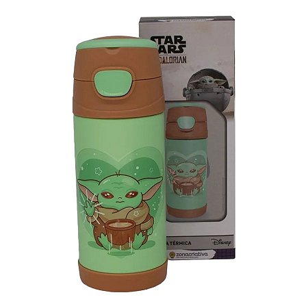 Garrafa Térmica com Canudo Baby Yoda - 350ml - 1 unidade - Zona Criativa - Rizzo