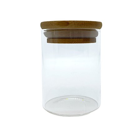 Pote de Vidro Hermético com Tampa de Bambu - 6x8cm - 160ml - 1 unidade - Rizzo
