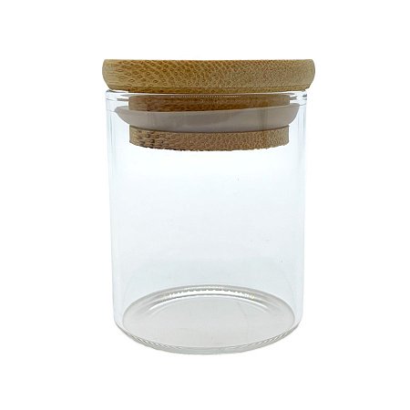 Pote de Vidro Hermético com Tampa de Bambu - 5x6cm - 75ml - 1 unidade - Rizzo