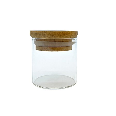 Pote de Vidro Hermético com Tampa de Bambu - 5x5cm - 50ml - 1 unidade - Rizzo