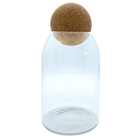 Pote de Vidro Liso com Tampa Esfera - 9x15cm - 690ml - 1 unidade - Rizzo