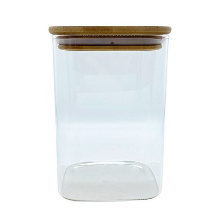Pote de Vidro Hermético com Tampa de Bambu - 10x12cm - 800ml - 1 unidade - Rizzo
