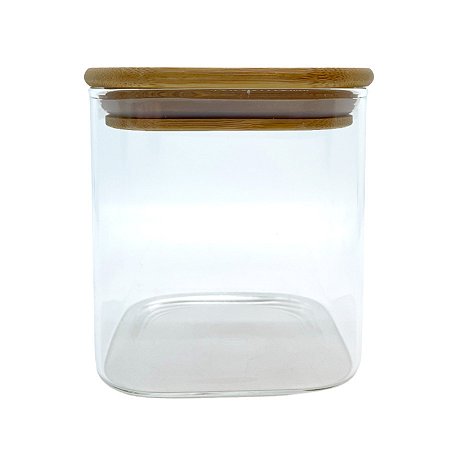Pote de Vidro Hermético com Tampa de Bambu - 10x10cm - 675ml - 1 unidade - Rizzo