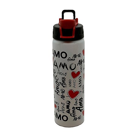 Garrafa Branca de Alumínio - Amo - 600ml - 1 unidade - Rizzo