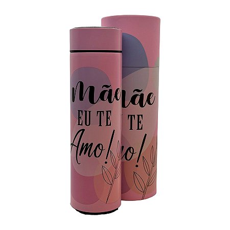 Garrafa Térmica Roxo com Termômetro - Mãe Eu te Amo - 410ml - 1 unidade - Rizzo