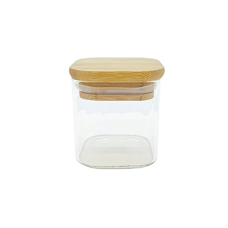 Pote de Vidro Hermético com Tampa de Bambu - 6x6cm - 125ml - 1 unidade - Rizzo