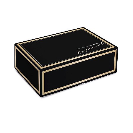 Caixa Retangular Realce - Preto e Ouro - 1 unidade - Cromus - Rizzo