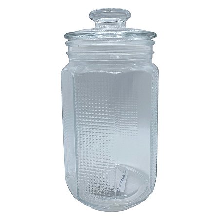 Pote de Vidro Octagonal Texturizado com Tampa Hermética - 19cm - 1100ml - 1 unidade - Rizzo