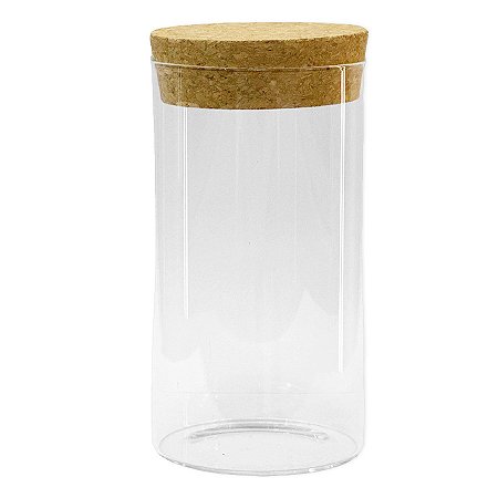 Pote de Vidro Hermético Tampa de Rolha - 6,5x12cm - 300ml - 1 unidade - Rizzo