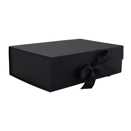 Caixa de Papel Rígido Retangular Preto com Imã e Fita - 1 unidade - Rizzo
