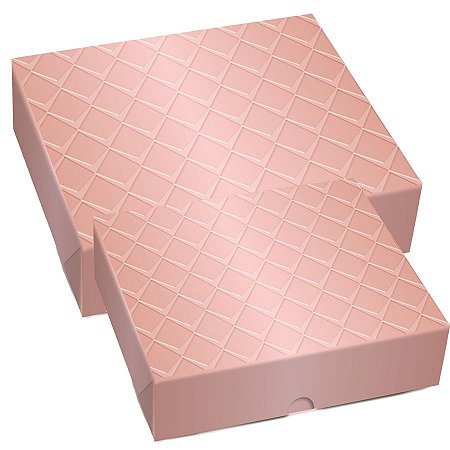 Caixa Retangular Tampa e Fundo - New Rose Gold Relevo - 10 unidades - Cromus - Rizzo Embalagens