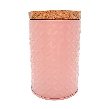 Lata de Metal Redonda Texturizada - Rosa - 11,5x7cm - 1 unidade - Rizzo