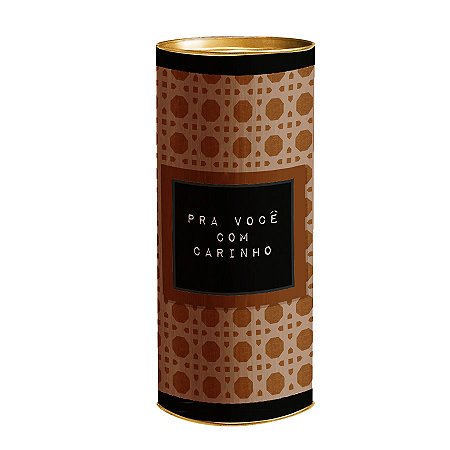 Lata para Presente Rígida - Pra Você com Carinho Rattan - 1 unidade - Cromus - Rizzo