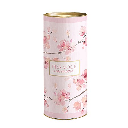 Lata para Presente Rígida - Pra Você com Carinho Rosa Claro - 1 unidade - Cromus - Rizzo