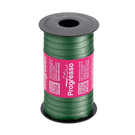 Fita de Cetim 7mm nº1 - 100m Cor 2059 Verde Oliva - 1 unidade - Fitas Progresso - Rizzo