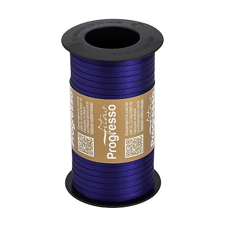 Fita de Cetim Carretel T900/000 4mm - 100m Cor 1199 Azul Bic - 1 unidade - Fitas Progresso - Rizzo