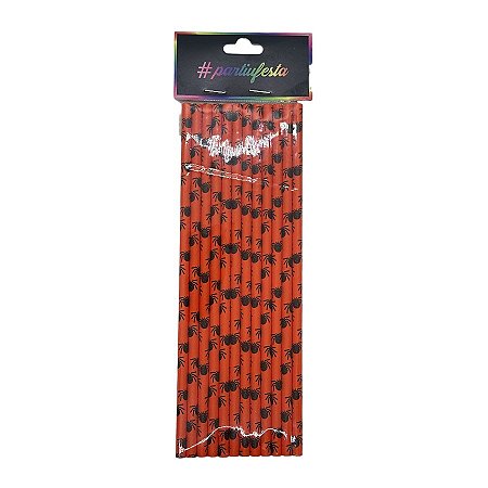 Canudo de Papel - Aranha de Halloween - 19,7x0,5cm - 12 unidades - Rizzo