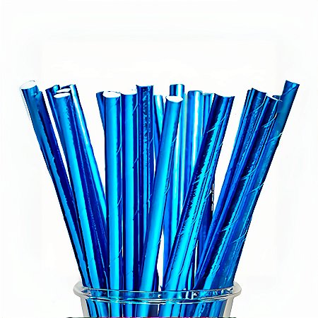 Canudo de Papel Metalizado - Azul - 25 unidades - Rizzo
