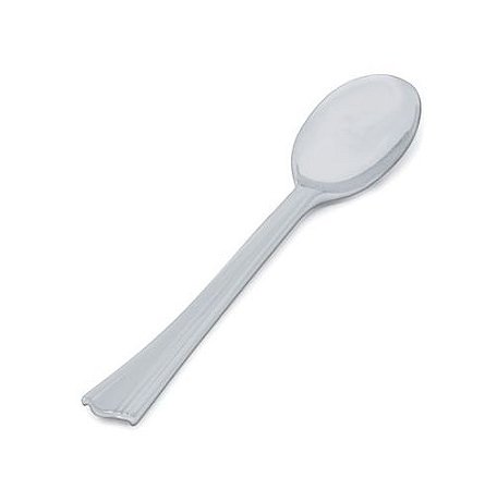 Colher Prata de Sobremesa Clássica Descartável Premium 13cm - 10 unidades - Rizzo