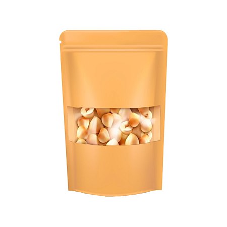 Saco de Papel Kraft com Visor Stand Up Pouch Zip 12x20x4cm - Hermético e Impermeável Dentro e Fora - 50 un - Rizzo