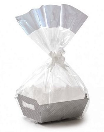 Kit Cesta De Papel Cartão Cristalino Prata - 01 unidade - Rizzo Embalagens