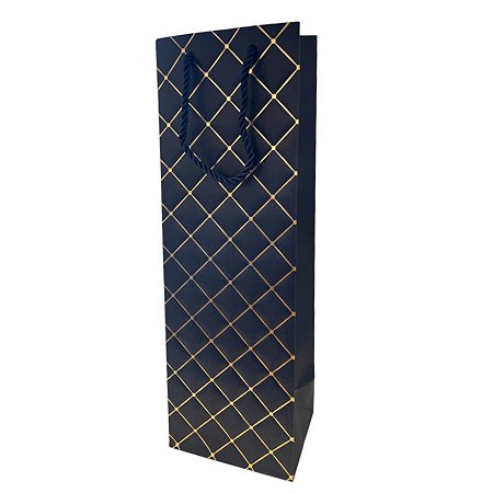 Sacola de Papel para Bebida Almofadada - Azul - 36x12x9cm - 1 unidade - Rizzo