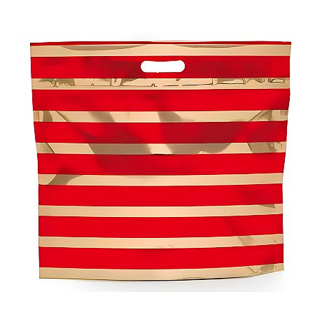 Sacola Metalizada com Zip - 32x40x5 - Listrado Vermelho/Dourado - 1 unidade - Cromus - Rizzo