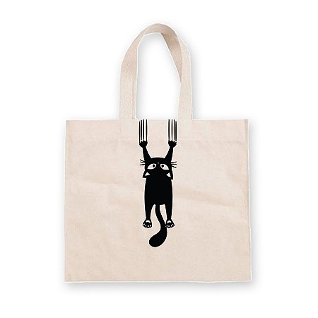 Sacola de Algodão Cru com Estampa Pet - Gato Arranhando - 1 unidade - Rizzo