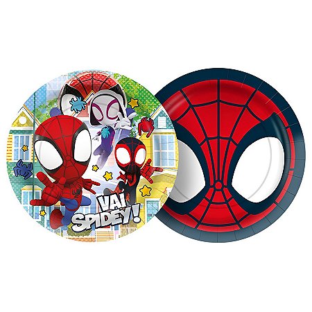 Prato de Papel Redondo - Spidey - 18cm - 8 unidades - Regina - Rizzo
