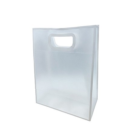 Sacola Transparente PVC com Alça - Branca - 21x27x11cm - 1 unidade - Rizzo