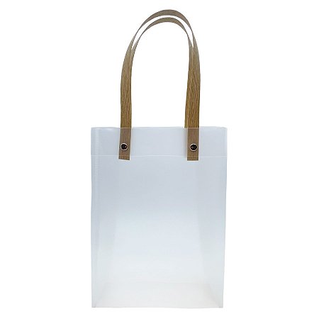 Sacola Transparente Fosca com Alça de Fibra - 15x21x7cm - 12 unidades - Rizzo