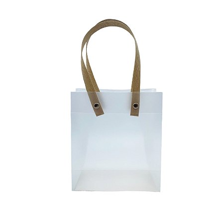 Sacola Transparente Fosca com Alça de Fibra - 13x15x7cm - 12 unidades - Rizzo