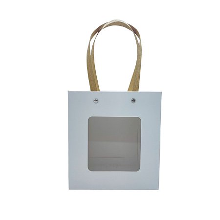 Sacola de Papel com Gaveta e Visor 18x16,5x8,5 Branca - 1 unidade - Rizzo