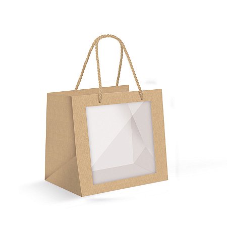 Sacola Premium com Visor P - Kraft - 22x20x14  - 1 unidade - Cromus - Rizzo