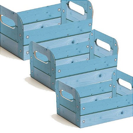 Caixote de Papel Cartão - Azul - 01 unidade - Cromus - Rizzo Embalagens