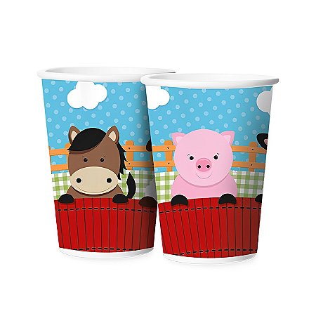 Copo de Papel - Festa Fazendinha - 180ml - 8 unidades - Regina - Rizzo