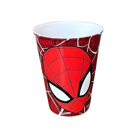 Copo de Plástico Homem Aranha Vermelho - 320ml - 1 unidade - Plasútil - Rizzo