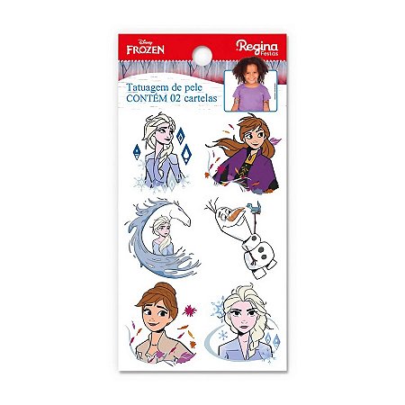 Tatuagem Temporária para Pele - Frozen - Disney - 12 Tatuagens - Regina - Rizzo