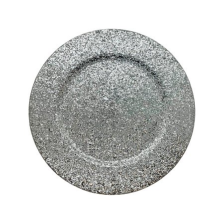 Sousplat Glitter Prateado - 33cm - 1 unidade - Cromus - Rizzo