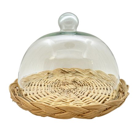 Boleira Redonda de Vidro com Base Trançada - 29x29x23cm - 1 unidade - Rizzo